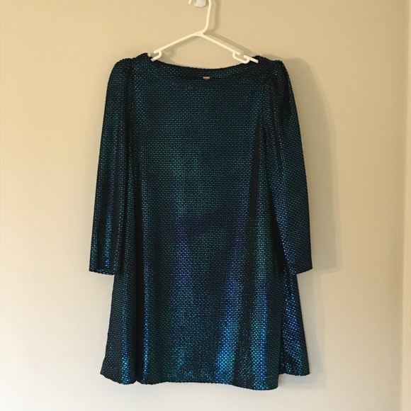Free People Blue Metallic Diamonds Are Forever Dress XS Prom Mermaid - Picture 10 of 10
